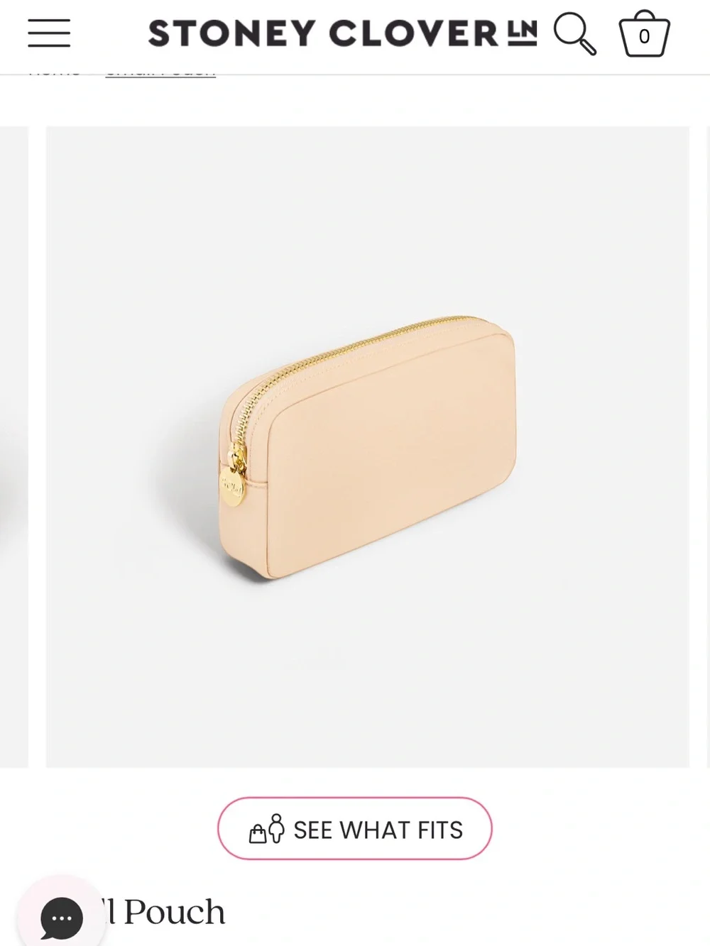 Stoney Clover Lane Creamy Beige Zip Cosmetic Pouch with Gold Hardware